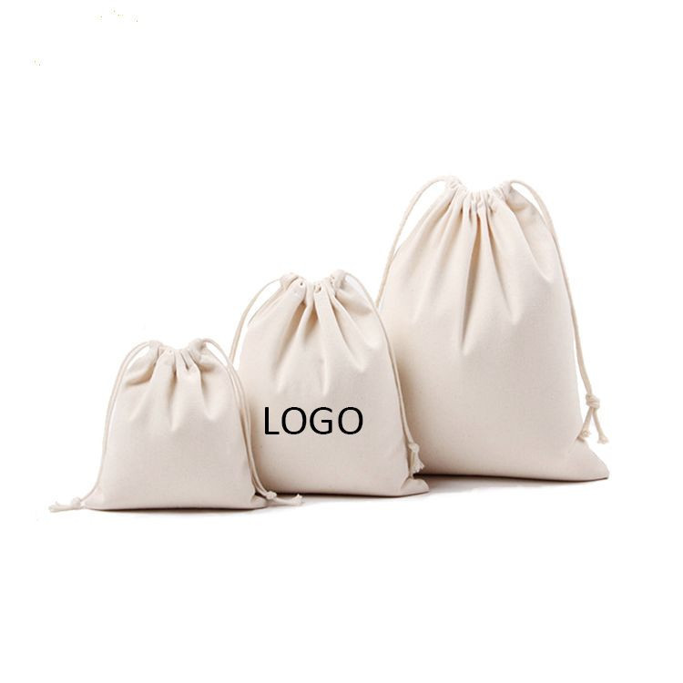 High quality custom printed small canvas cotton muslin drawstring bag