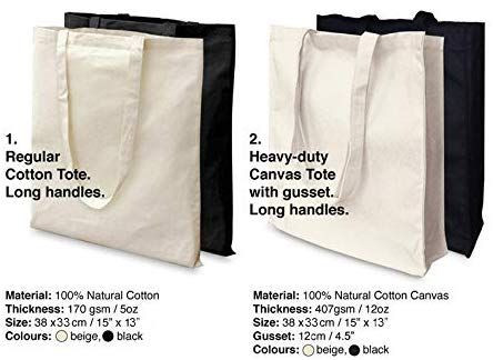 Custom 100% Cotton Canvas Tote Reusable Grocery Shopping Bag