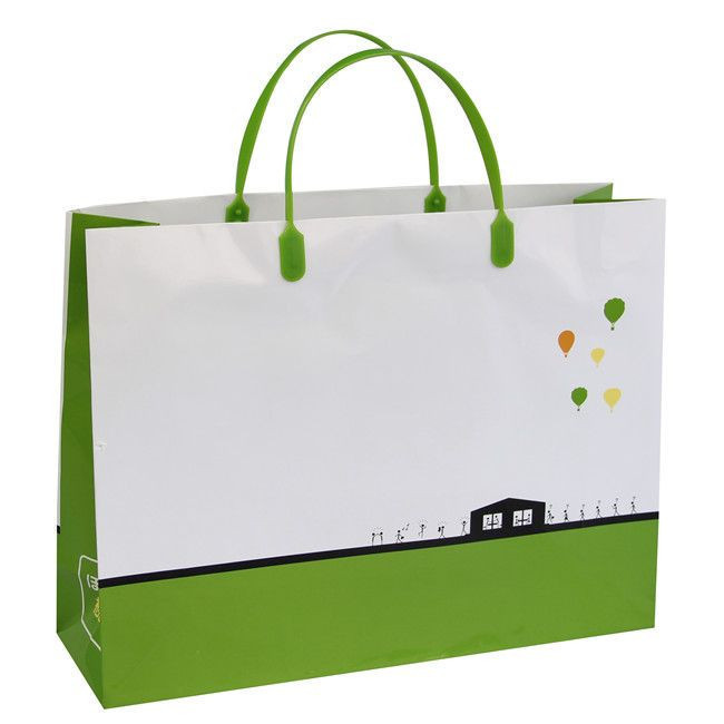 PRINTED PAPER BAG WITH PLASTIC HANDLE