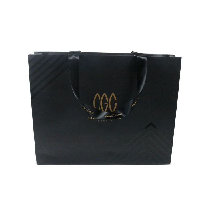 printed black paper bags with Gold Logo and spot UV