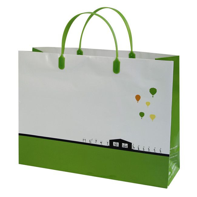 PRINTED PAPER BAG WITH PLASTIC HANDLE