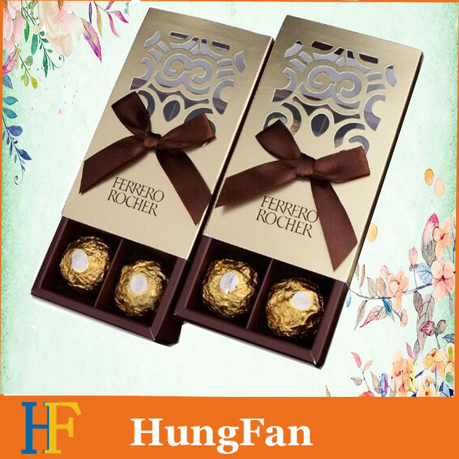 Nice Paper Cardboard Packaging Storage Chocolate Gift Box with Ribbon Tie