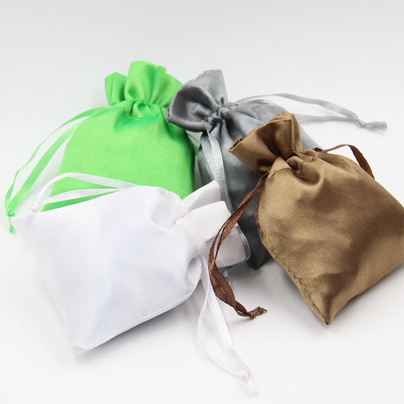 drawstring gift satin silk bag with customized logo