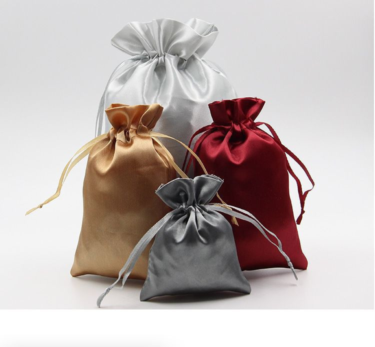 drawstring gift satin silk bag with customized logo